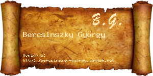 Bercsinszky György névjegykártya